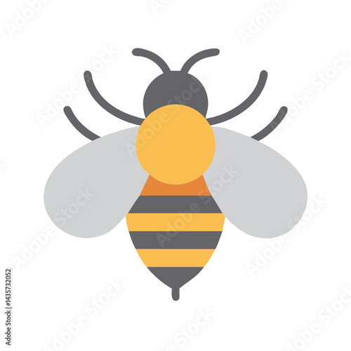 Simple bee illustration with stripes on black background