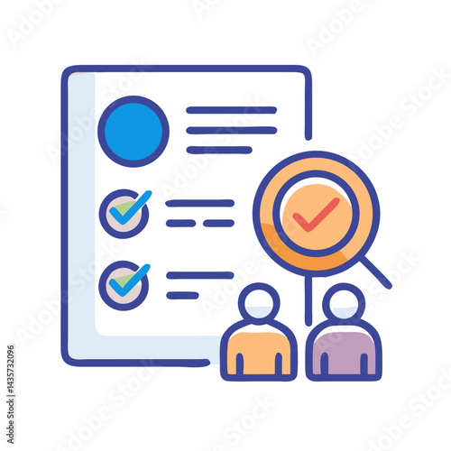 Recruitment process selection graphic illustration with candidates review