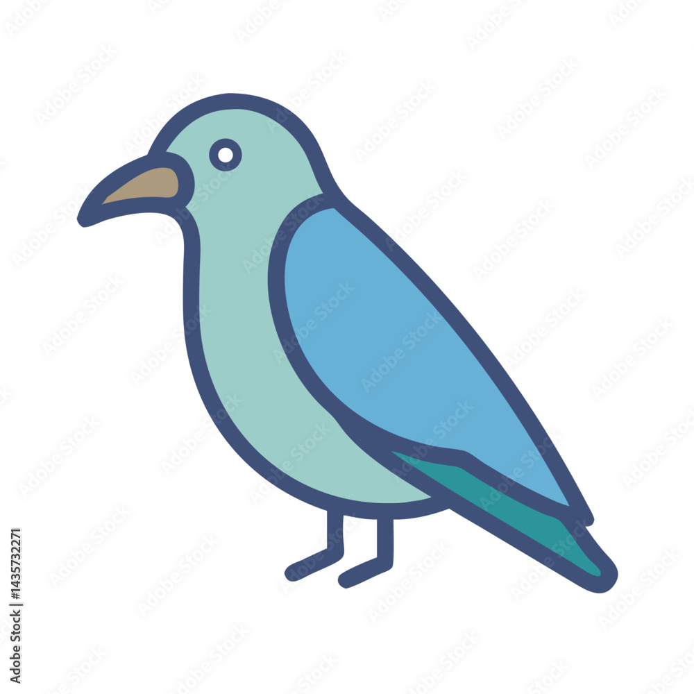 Minimalist blue bird illustration on a black background plane Minimalist blue bird illustration on a black background plane