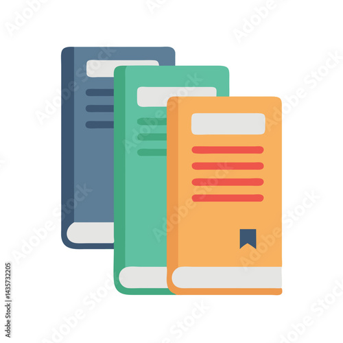 Three colorful books standing upright on a black backdrop
