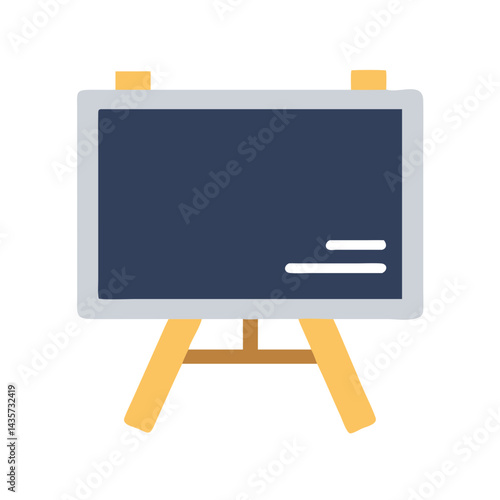 Minimalistic chalkboard illustration on stand against black background