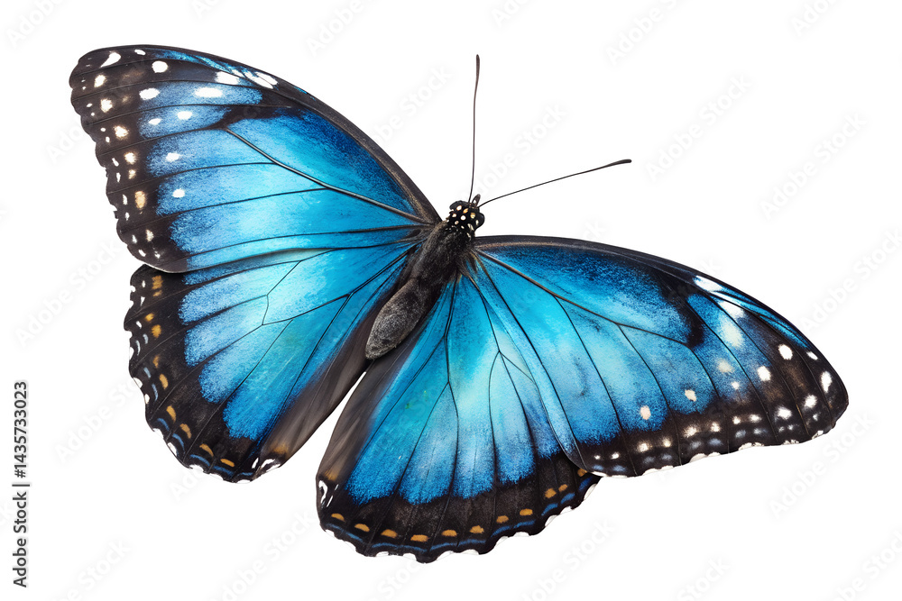 Naklejka premium Blue Butterfly on White Background