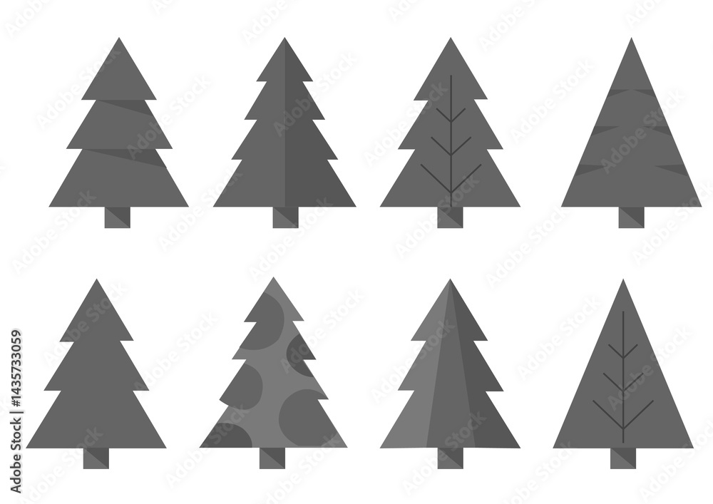 Obraz premium Christmas tree set icon. X-mas sign symbol, Tree icon. Isolated flat illustration for design. Tree Vector.
