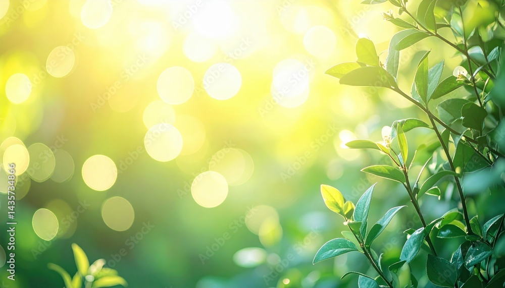 Fototapeta premium Basking in nature's glow sunlit greenery outdoor serenity close-up view lush environment vibrant concept