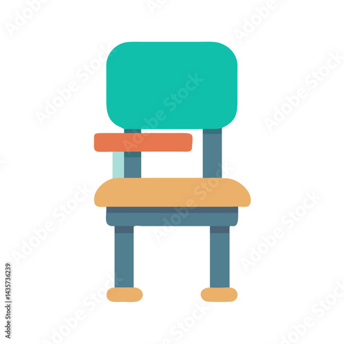 Minimalist teal chair with armrest on black background