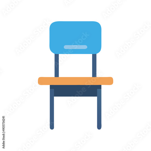 Isolated Blue School Chair with Wooden Desk on Black