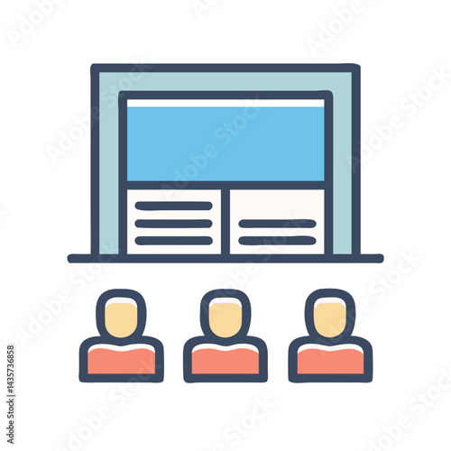 Iconic Graphic of Presentation with Three Audience Members