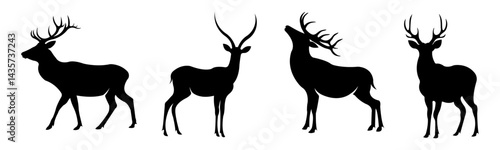 Deer Silhouette Icon Set Wildlife Stag Reindeer Collection