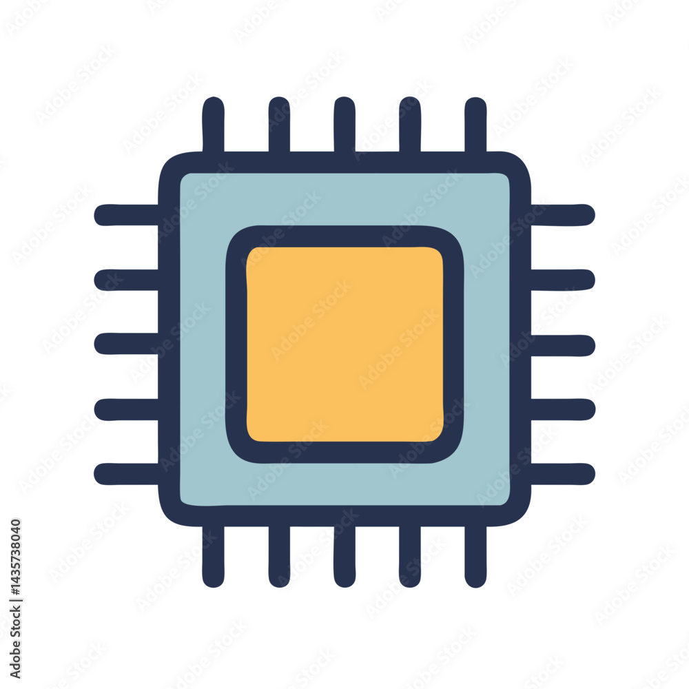 Stylized chip illustration against a black background graphic Stylized chip illustration against a black background graphic