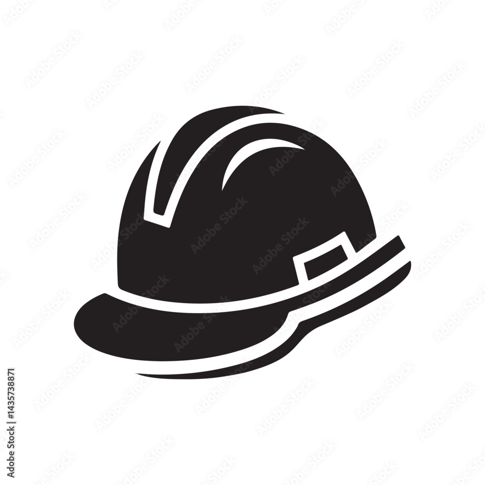 Fototapeta premium Construction safety helmet icon. Simple solid style. Hard hat, worker cap, protect and safe concept. Glyph vector illustration design isolated on white background