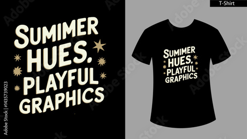 Quadro su tela Summer  Vibes T-Shirt Design Black T-shirt & White T-shirt