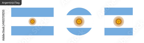 Argentina flag png vector. Argentina Square and round icon isolated on transparent PNG background. Argentina flag icon