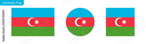 Azerbaijan flag PNG vector. Azerbaijan Square and round icon isolated on transparent PNG background. Azerbaijan flag icon