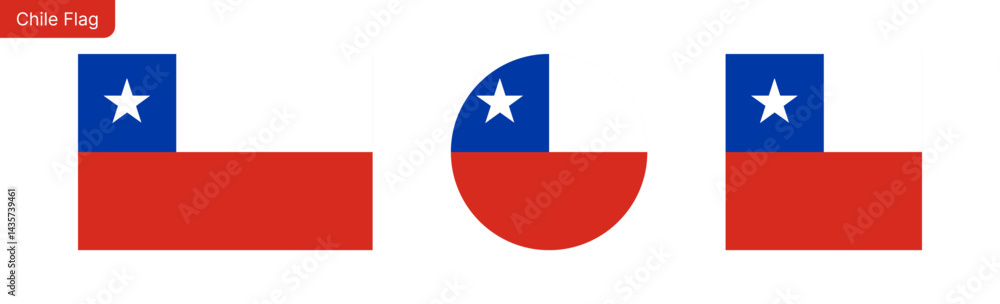 Chile flag png vector. Chile Square and round icon isolated on transparent PNG background. Chile flag icon Chile flag png vector. Chile Square and round icon isolated on transparent PNG background. Chile flag icon