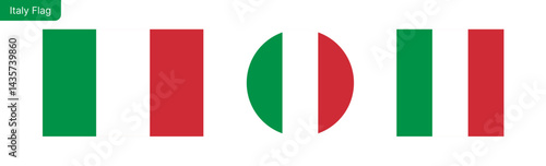 Italy flag PNG vector. Italy Square and round icon isolated on transparent PNG background. Italy flag icon