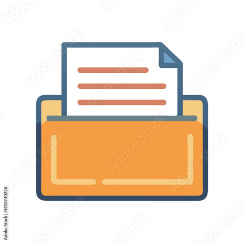 Folder with document flat icon, paperwork management concept