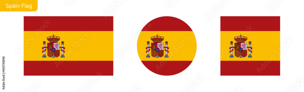 Spain flag PNG vector. Spain Square and round icon isolated on transparent PNG background. Spain flag icon Spain flag PNG vector. Spain Square and round icon isolated on transparent PNG background. Spain flag icon