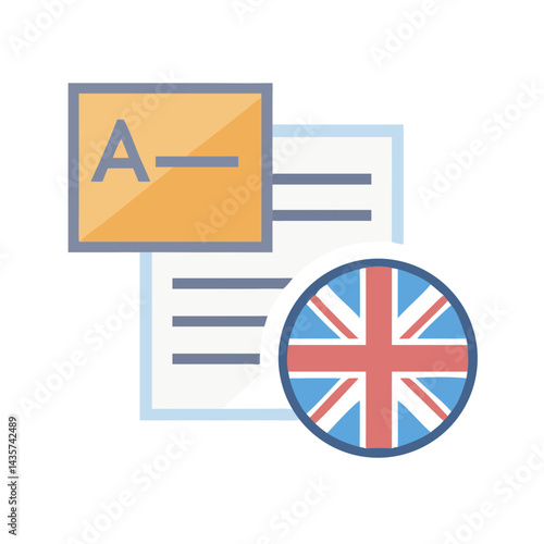 Flat design icon of language learning with British flag
