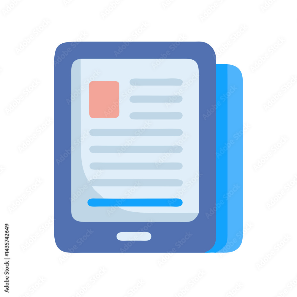 Digital Reader flat style illustration on black background Digital Reader flat style illustration on black background