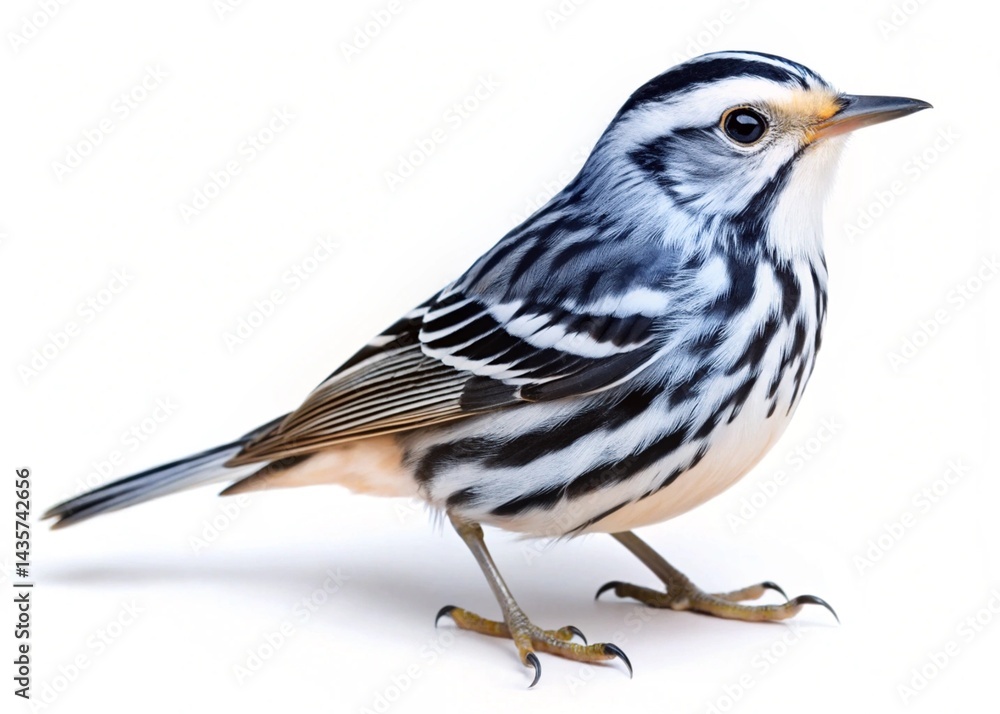 Fototapeta premium black and white warbler isolated on white background