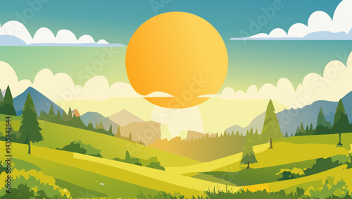 Sun Scene Rolling Hills