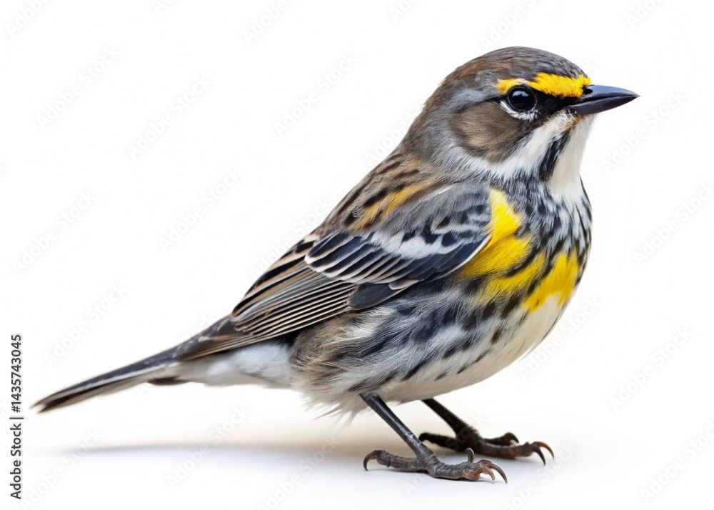 Fototapeta premium buff rumped warbler isolated on white background
