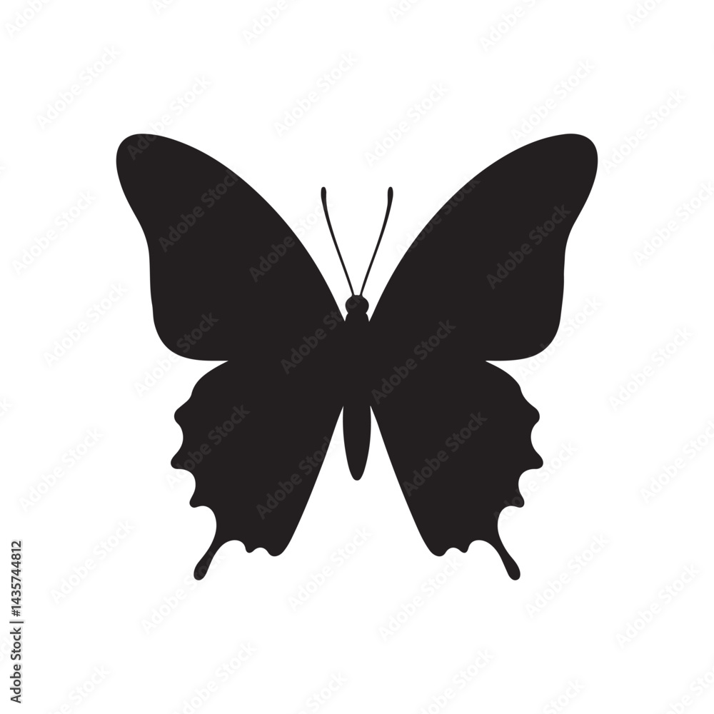 Elegant Black Butterfly Silhouette. Minimalist Vector Design for Tattoos, Logos, and Art Prints Elegant Black Butterfly Silhouette. Minimalist Vector Design for Tattoos, Logos, and Art Prints