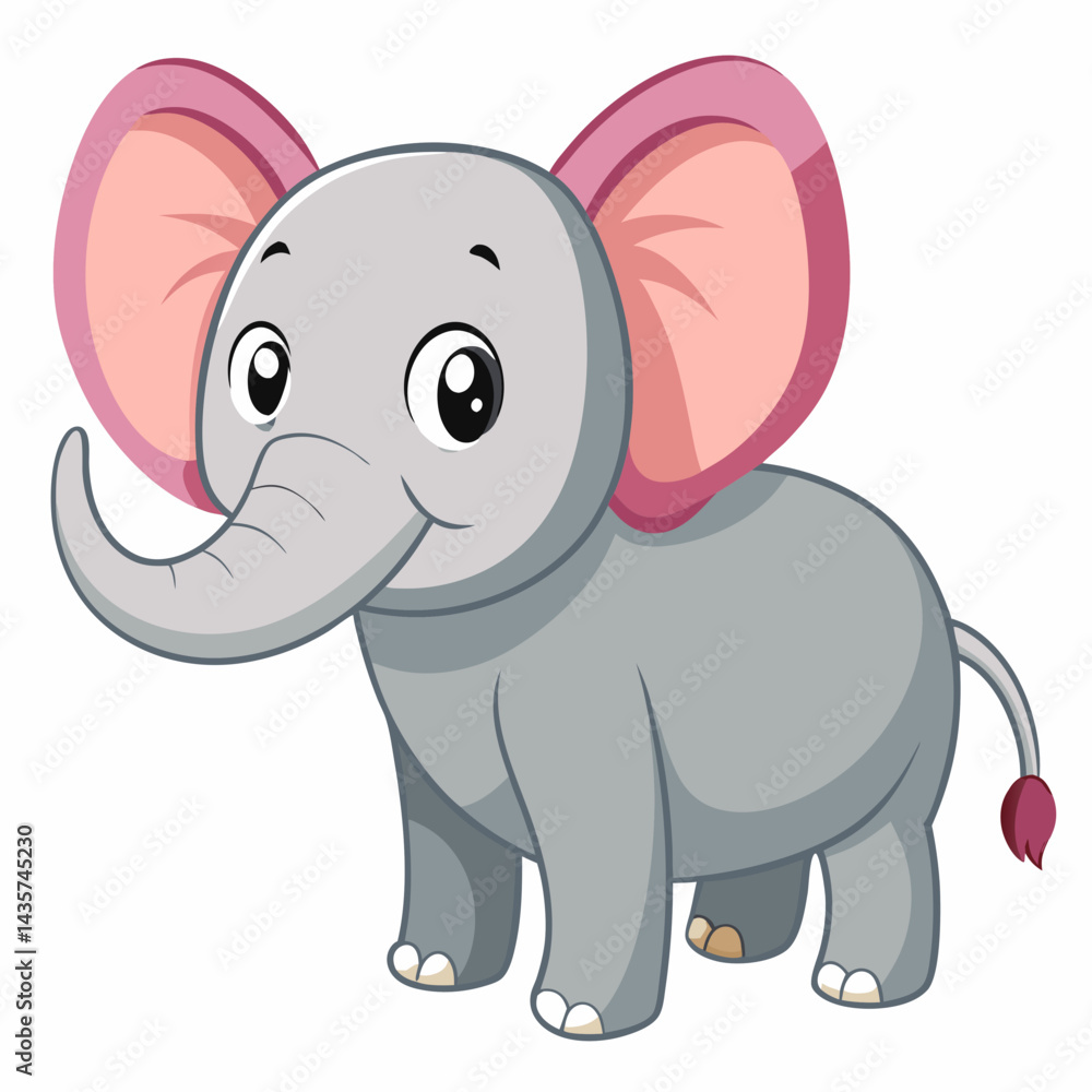 Naklejka premium Cute Elephant Vector Illustration – Adorable Cartoon Animal Artwork for Fun Wildlife Designs