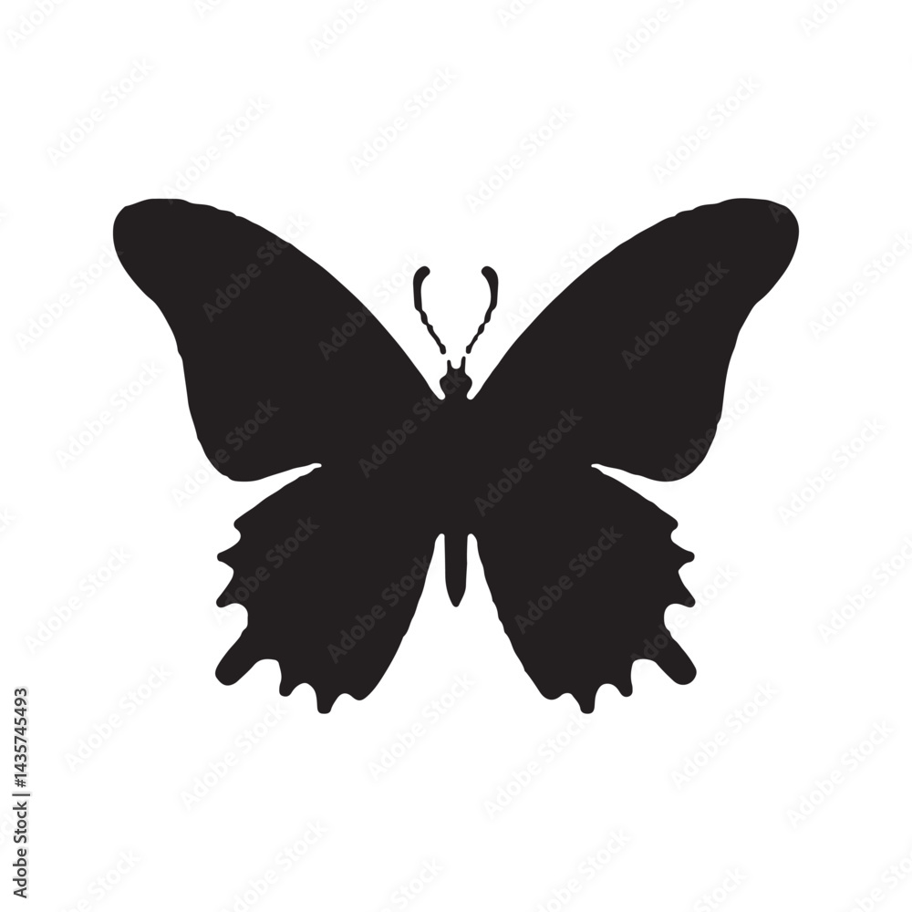Elegant Black Butterfly Silhouette. Minimalist Vector Design for Tattoos, Logos, and Art Prints Elegant Black Butterfly Silhouette. Minimalist Vector Design for Tattoos, Logos, and Art Prints