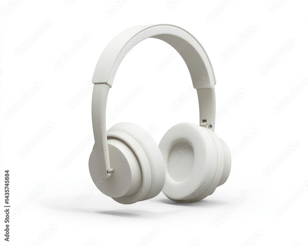 Minimalist white headphones on a clean background, showcasing modern design Minimalist white headphones on a clean background, showcasing modern design