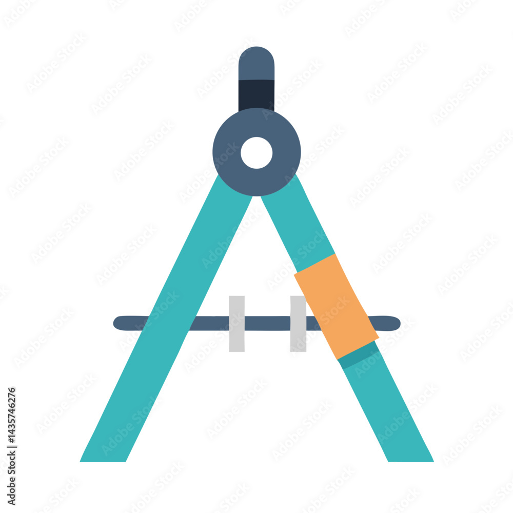 Geometric compass tool on a black background for education