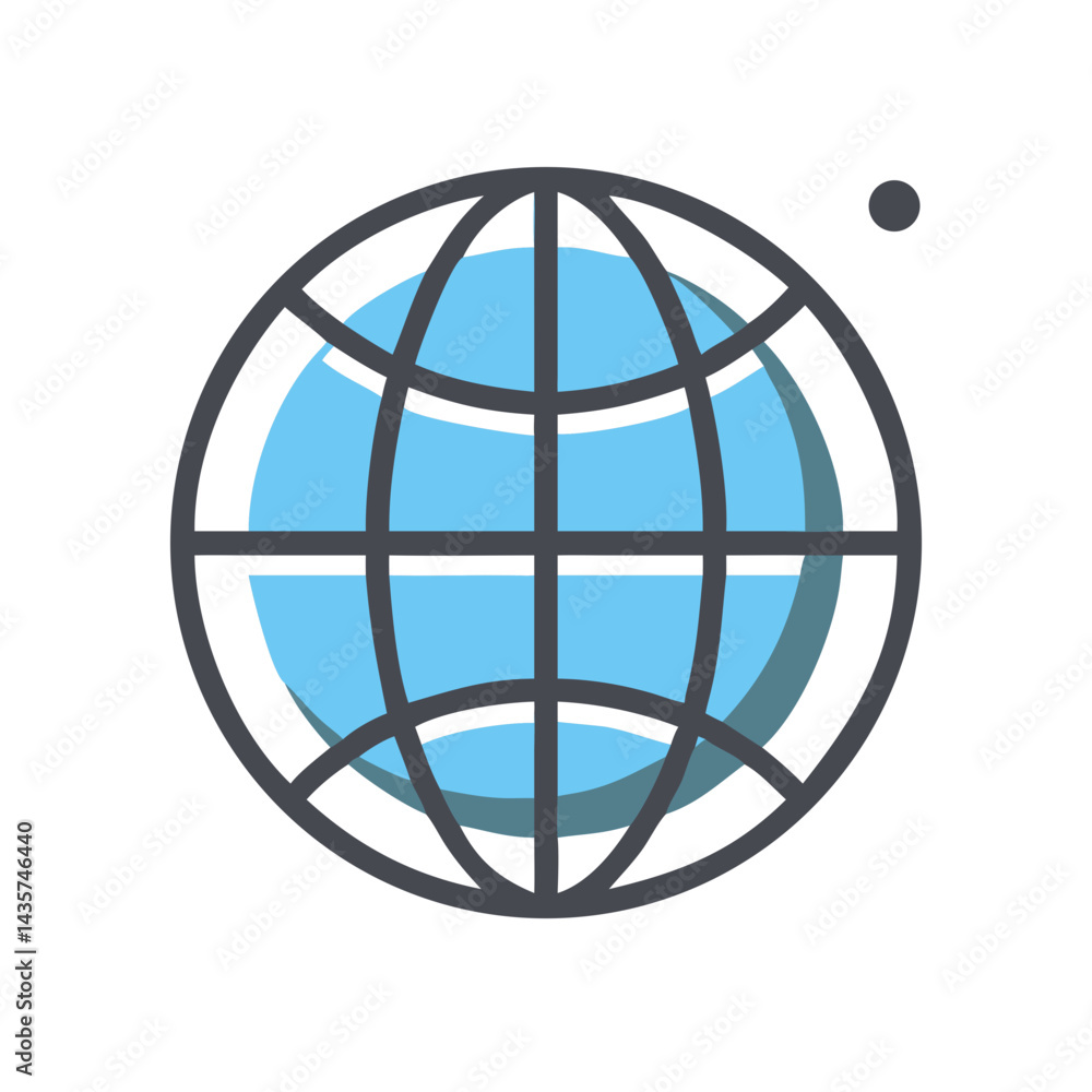 Simple Earth globe representation icon on black background Simple Earth globe representation icon on black background