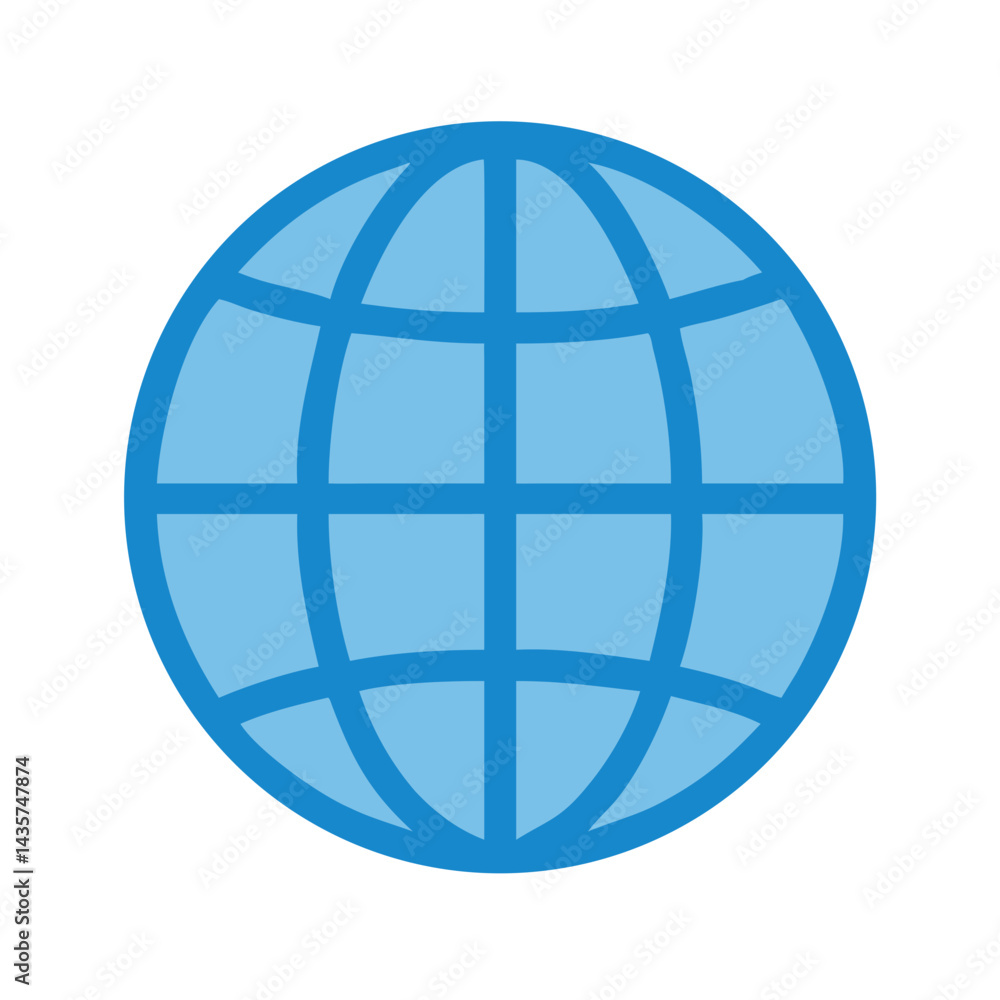 Light blue globe icon on black background representation Light blue globe icon on black background representation