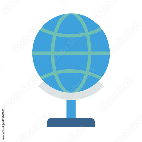 Blue globe on stand against black background representing geography