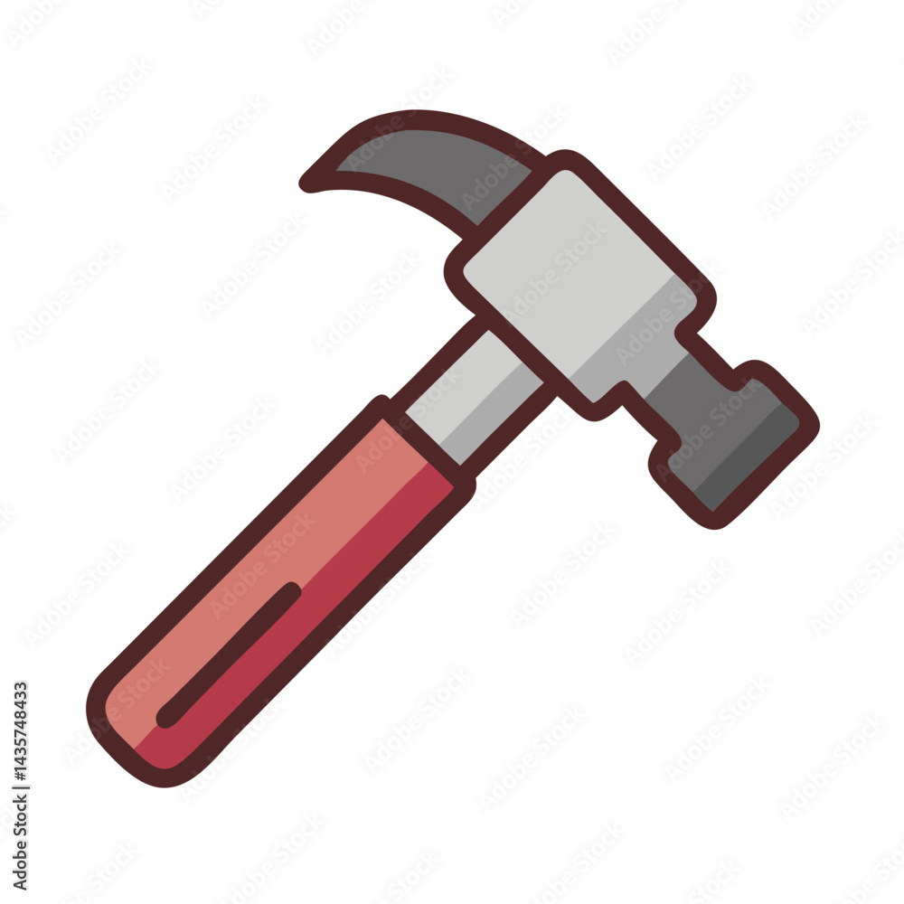 Isolated flat design hammer illustration on solid black background Isolated flat design hammer illustration on solid black background