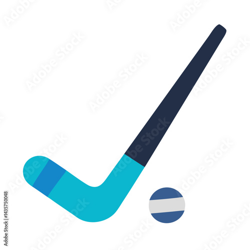 Flat style field hockey stick and ball illustration
