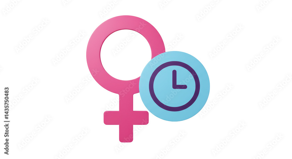 Isolated Female Symbol with Clock Isolated Female Symbol with Clock