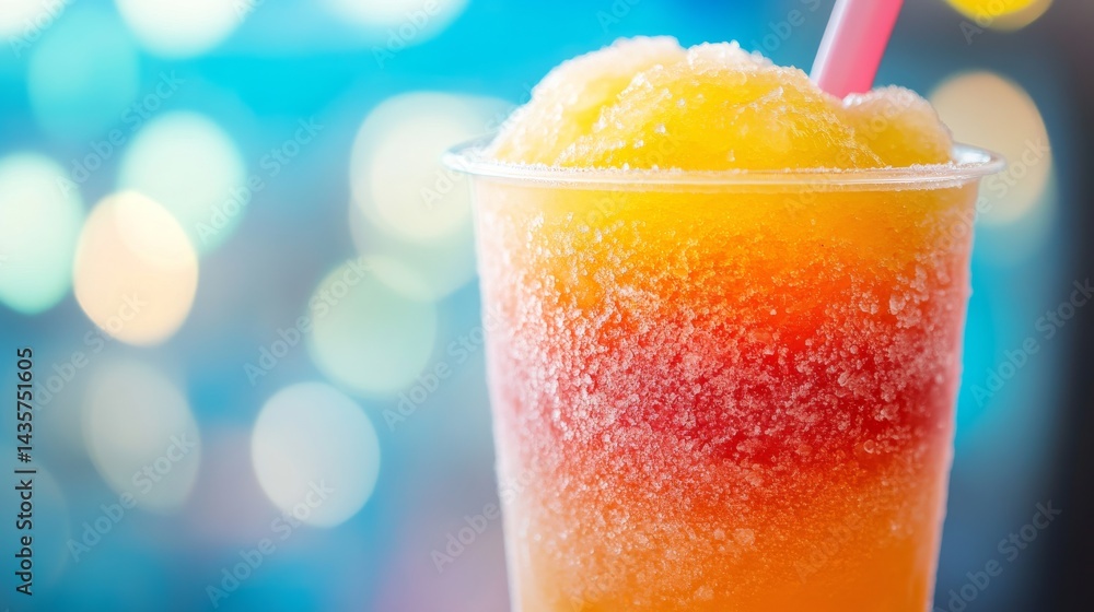 Frozen Fruit Slush in a Plastic Cup Frozen Fruit Slush in a Plastic Cup