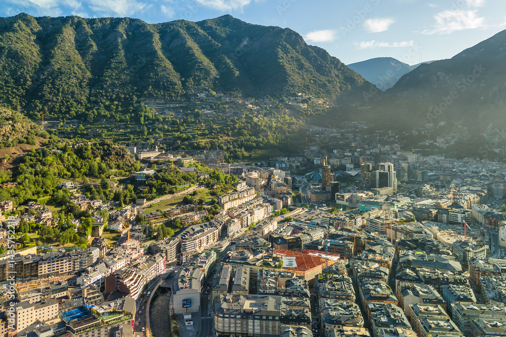 Aerial view of Andorra la Vella, the capital of Andorra