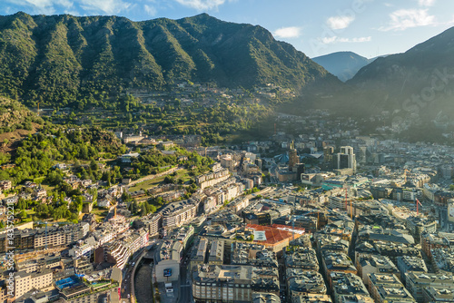 Obraz na płótnie Aerial view of Andorra la Vella, the capital of Andorra w salonie