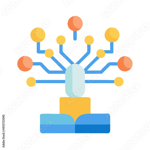 Abstract neural network icon with connected nodes on black