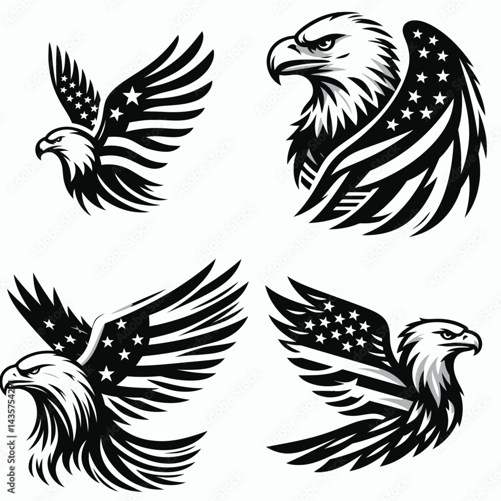 Bald eagle with American flag print on wings a lone star wing. 4th of july Independence Day patriotic Clipart. Bald eagle with American flag print on wings a lone star wing. 4th of july Independence Day patriotic Clipart.
