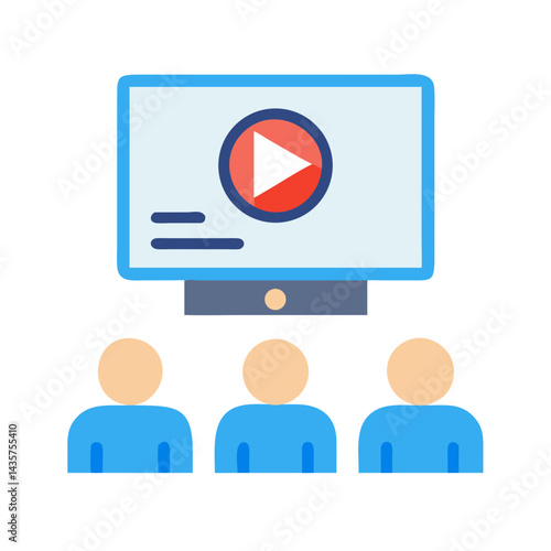 Online meeting with video presentation shown to three attendees