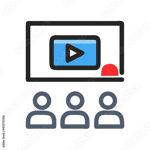Online seminar illustration with screen and viewers concept