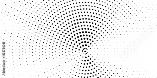 Abstract monochrome halftone pattern. Futuristic panel. Grunge dotted backdrop with circles, dots, point. Design element for web banners, posters, cards, wallpapers, sites.