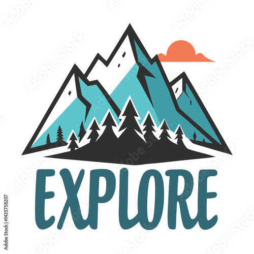 Explore more adventure quote with mountain vector illustration