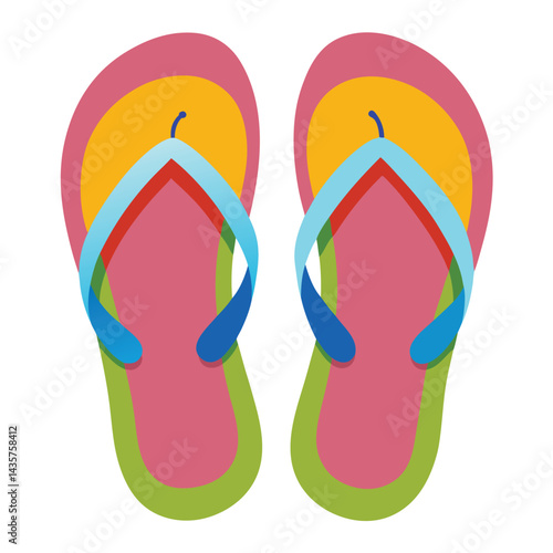 Flip flops with little feet inside on white background vector illustration