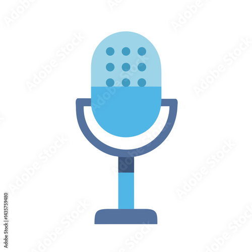 Blue flat design microphone on a black background