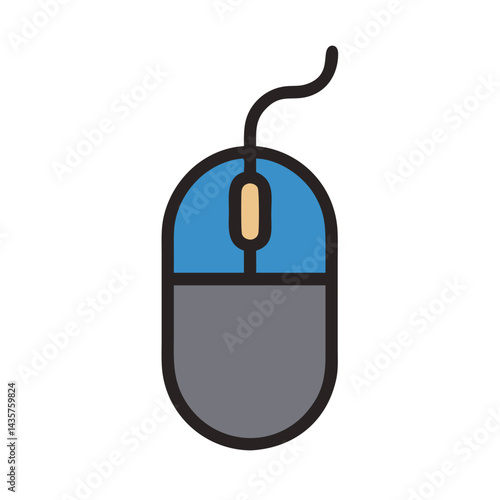 Isolated computer mouse illustration on black background flat design