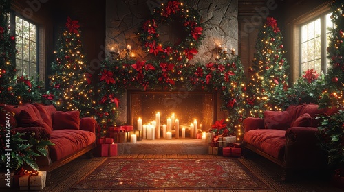 Wallpaper Mural Christmas cozy nook aglow with soft candlelight jpeg background image Torontodigital.ca